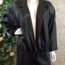 Vtg EREZ 80s Genuine Leather Oversized Coat Jacket Black Animal Print Size Small Photo 7