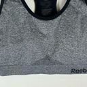 Reebok  Racerback Sports Bra Gray Black Padded Logo Athletic Size Large EUC Photo 5