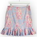 American Vintage British Khaki Lilac Purple Pink Floral Ruffle Hem Mini Skirt 8 Photo 0