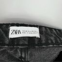 ZARA  High Rise Cuffed Jean Shorts High Waisted Black Acid Stone Wash Zip Size 2 Photo 9