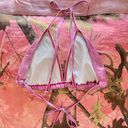 vintage pink sparkly iridescent triangle bikini top Size L Photo 3