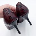 Longchamp  Women's Burgundy Red Snakeskin Embossed Logo High Heels Pumps 37 Photo 7