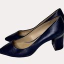 DKNY  Leather Block Heel Pointed Toe Pumps Shoes Navy Blue 41 US 10 am Photo 0