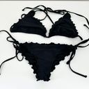 Relleciga  Bikini Womens Small Black Ruffle Triangle Swim Suit Strappy Tie Solid Photo 1