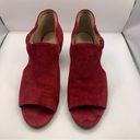 Eileen Fisher  open toe wedge sandals suede leather ankle strap red size 7.5M Red Photo 9