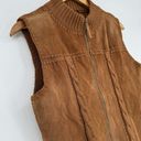 Vintage Suede Leather Vest Brown Cable Knit Designers Studio Originals Size SM Photo 1