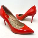 Brian Atwood  Malika Orange Red Genuine Patent Leather Pointed Toe Pump Heel Sz 6 Photo 0