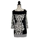 Cache Womens Black White Geometrical Cold Shoulder Mini Jersey Knit Dress M Photo 3