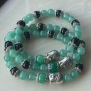 Green aventurine jade obsidian Buddha ONE stretch beaded bracelet NEW reiki medi Photo 6