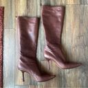 Jimmy Choo  Vintage Leather Knee High Kitten Heel Elongated Square Toe Boots 39 Photo 2