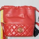 Versace  Crossbody Bucket Mini Purse Red Lambskin Leather Medusa Head Medallion Photo 10