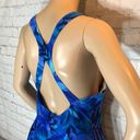 Speedo  Vintage 1990s Y2K One Piece Swimsuit Blue Floral 14 Photo 10