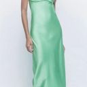 ZARA NWT  MINT GREEN SATIN EFFECT MIDI CUT OUT DRESS VIRAL TIKTOK Photo 10