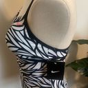 Nike  swim tank Black White animal Tankini Top Racer Back Neon Accents Size small Photo 2