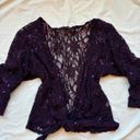 Unique Vintage Beautiful purple plum silver sequin floral lace wrap top / cardigan Photo 0