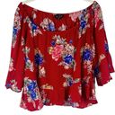 New Look  Off The Shoulders Red Boho Floral Blouse XL Photo 0