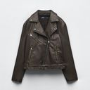 ZARA jacket bikerdistressed oversize casual faux leather Photo 8