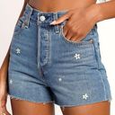 Levi's Levi’s Ribcage Medium Wash High Rise Embroidered Cutoff Denim Shorts Photo 0