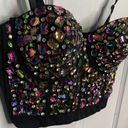 Ruby  Embellished Gems Bejeweled Bustier Top Black/Multi Color Gems Sz S Photo 2