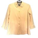 London Fog  Short Trench Womens Coat Sz Med Petite Pale Yellow Contrast Trim Photo 0