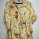 The Cove Sunset Womens Hawaiian Floral Shirt Plus Size 2X Yellow Pink Button Up Camp Photo 0