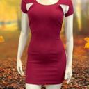 Nasty Gal  Medium Bodycon Zip Back Club Party Wear Maroon Cut Out Back Mini Dress Photo 7