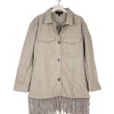 Laundry by Shelli Segal  Womens M Fringe Shaket in Silver Mink Tan NEW Photo 1