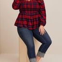 Torrid  Red Plaid Brushed Rayon Acrylic Smocked Babydoll Top Sz.2 NWT Photo 0