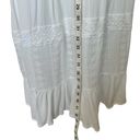 Knox Rose  boho white lace tiered drawstring waist embroidered midi dress - M Photo 8