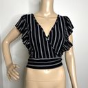 Miley + Molly  Black Striped Wrap Crop Top Photo 7