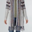 Harper Haptics Holly  Boho Multicolored Fringe Knit Long Cardigan Sweater Photo 1