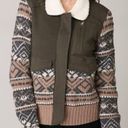 Free People  We The Free Fair Isle Bomber Jacket Size Medium Full Zip Wool Sherpa Photo 0