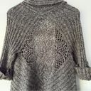 BCBGMAXAZRIA  Long Tunic Cardigan Sweater Cuffed Sleeves Crochet Knit Ribbed EUC Photo 2