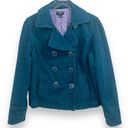 American Eagle Y2K  Teal Blue Big Button Double Breasted Pea Coat Size Large Photo 0