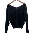 BCBG MAXAZRIA Batwing V-neck Sweater Black metallic Knit Size S NEW Photo 2