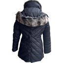 London Fog  Black Winter Puffer Faux Fur Trim Collar Hooded Jacket Parka size S Photo 85