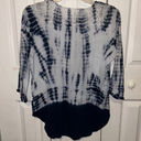 Dress Barn  Blue White Wash Tie Dye Quarter Sleeve Lightweight Blouse Casual XL Photo 5