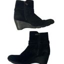 Blondo  Suede Black Leather Buckle Wedge Ankle Boots Sz 8M Photo 3