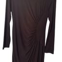 Karen Kane Ruched Front Long Sleeve Solid Black Dress Round Neck Office Career L Photo 2