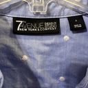 New York & Co. 7th Avenue Light Blue Button Up Top With White Dots Photo 2