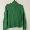 J.Crew  Merino Wool Rabbit Hair Cashmere Cable Knit Turtleneck Sweater Green M Photo 4