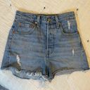 Levi's LEVI’S Ribcage Denim Shorts High Rise Button Fly Distressed Raw Hem Size 24 Photo 2