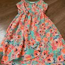 Lush Clothing Lush faux wrap mini dress spaghetti straps teal orange floral women’s size Small Photo 6