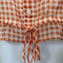 LC Lauren Conrad Lauren Conrad XL orange & white check off-the-shoulder sleeves women's crop top Photo 6