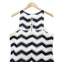 Milly  Jillian Jacquard Dress Navy Blue White Chevron Mini Cocktail Dress Size 12 Photo 8