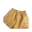 Forever 21  Caramel light Brown Faux Leather Shorts Women's S Stretch Waist Cuffe Photo 2