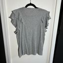 Veronica Beard  Bea Gray Ruffle Heathered Pima Cotton Tee Size Medium Photo 6