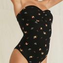 Forever 21  Black Floral Knit Tube Bodysuit Top Photo 0