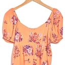 Abound NWT  Orange Floral Print Puff Sleeve Top Size Medium Photo 7