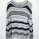 a.n.a  A New Approach Sweater Womens LARGE Grey Black White Striped Knit Pullover Photo 0